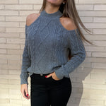 Jersey Hombros Descubiertos Gris Oscuro